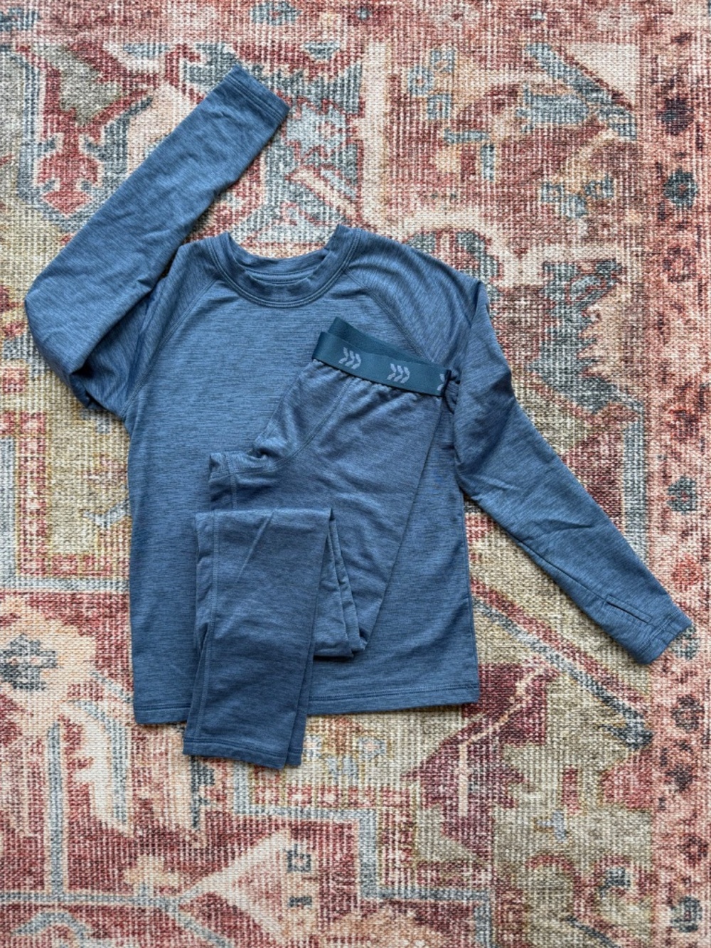 All in Motion Kids Base Layer Set Top Leggings Heather Blue M 8 Thermal Athletic